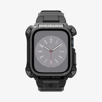 ACS05237 - Apple Watch Series (45mm) Case Tough Armor Pro Metal in black showing the front
